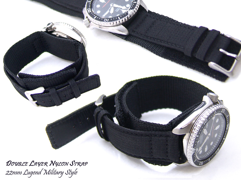 (NN2220FYB013) 22mm Double Layer Nylon strap Design for SEIKO SKX007, 009, 011