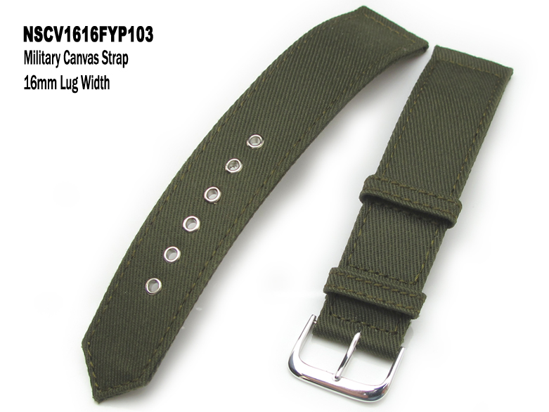 16mm Olive Military Canvas Watch Band Watch Strap, WWII series