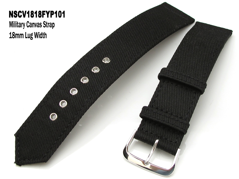 18mm Black Military Canvas Watch Band Watch Strap, WWII series
