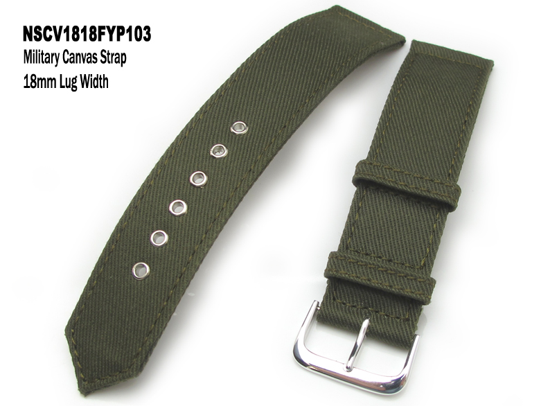 18mm Olive Military Canvas Watch Band Watch Strap, WWII series