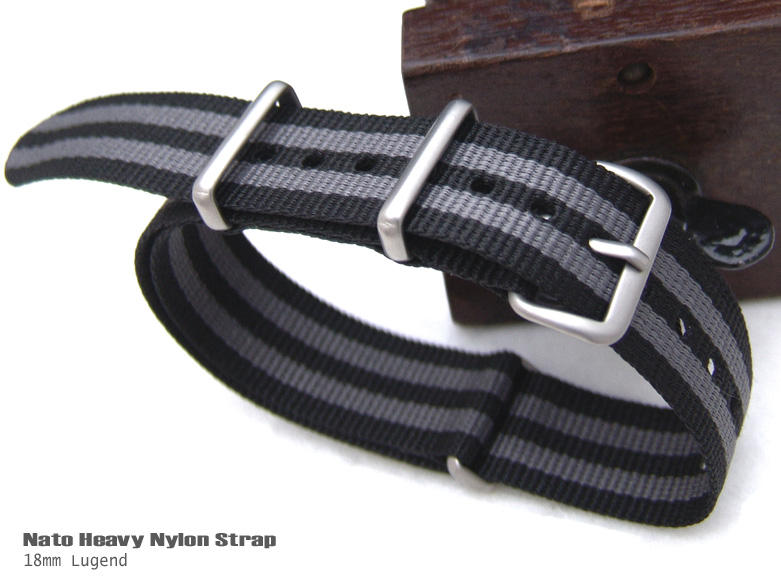 18mm James Bond Divers Nato Strap Buckle Black and Grey