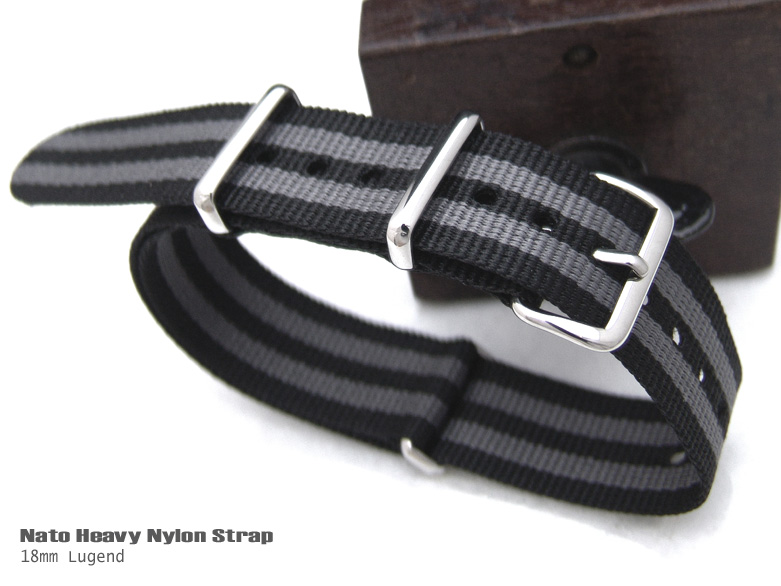 18mm James Bond Divers Nato Strap Buckle Black and Grey