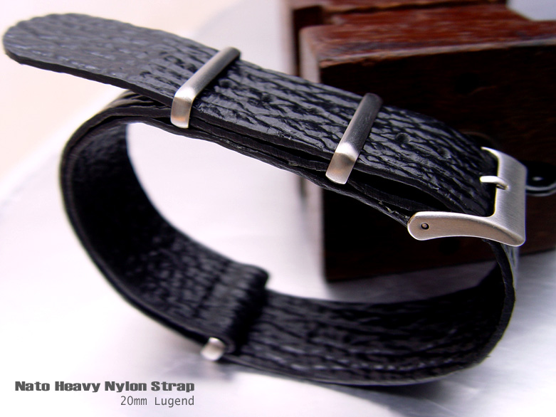 (Nato20-LEBlack)Nato Heavy Nylon Matt Black Strap