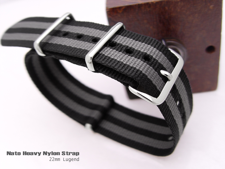 22mm James Bond Divers Nato Strap Buckle Black and Grey