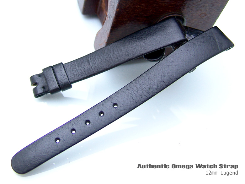 12mm Authentic Omega Antique Lady Black Leather Watch Band Watch Strap (045)