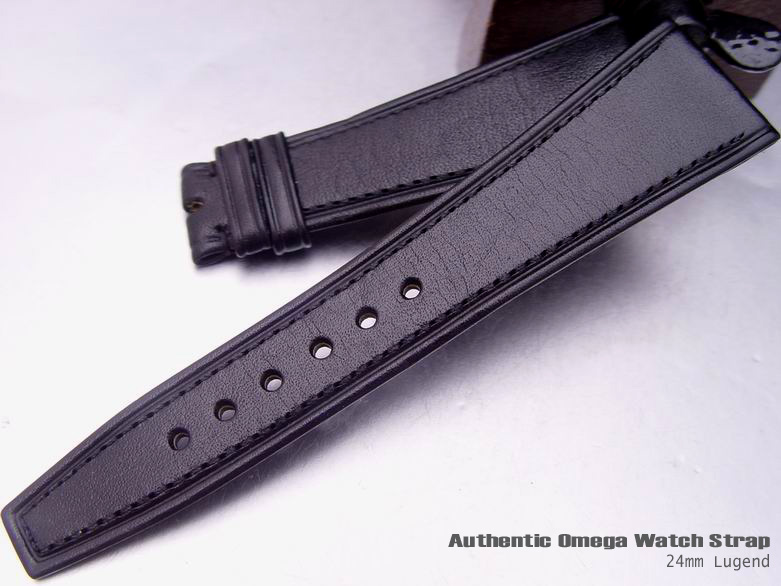 24mm Authentic Omega Antique Black leather Watch Band Watch Strap (077)