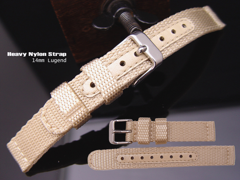 OTH-14-02614mm High Quality Nylon Strap in Beige Color Watch Band
