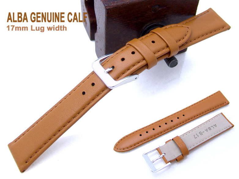 (OTH-17-038) 17mm ALBA GENUINE CALF Brown Watch Band