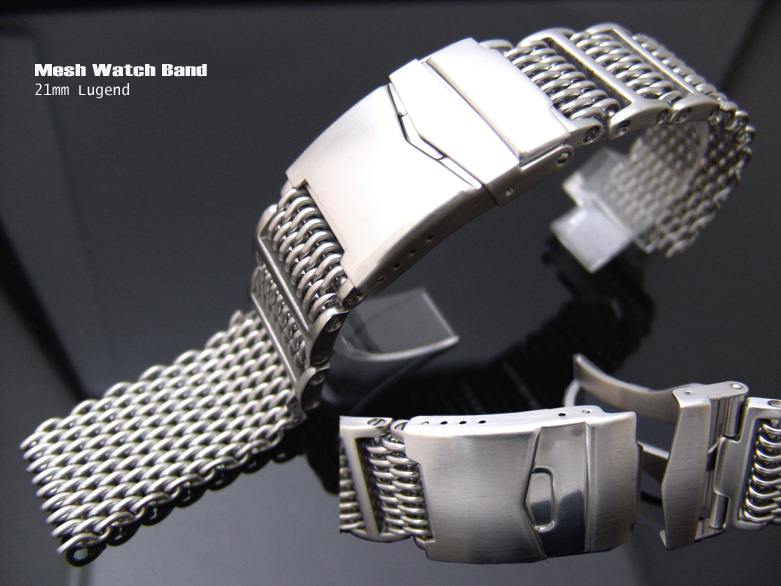 (DC2122-004SD)Flexi 21mm "SHARK" Mesh Divers Watch Band Bracelet