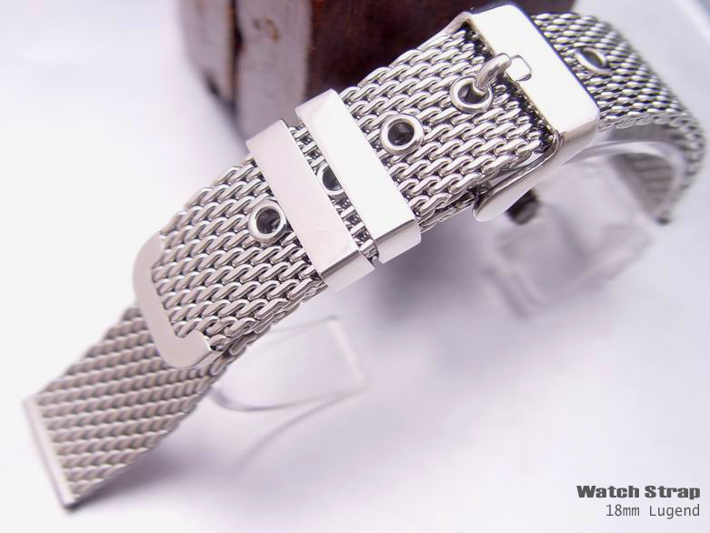 (MB18-001)18mm Stainless Steel Interlock Design Wire Mesh Watch Band, Bracelet