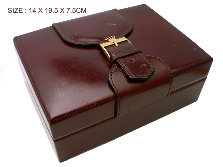 (ROL-BOX-05) Vintage Rolex President Watch Box Leather / Wood / Buckle
