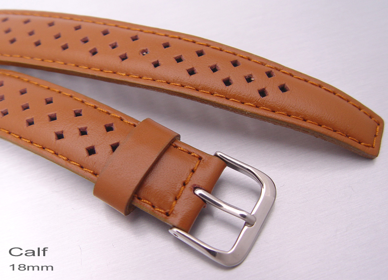 18mm Natural Brown Piercing Leather Watch Band Watch Strap