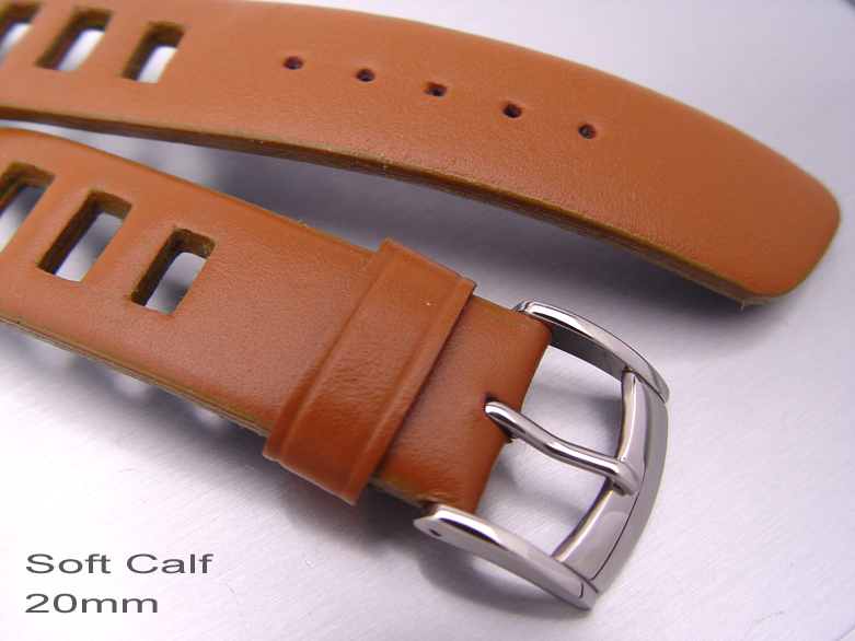 20mm Classic Natural Brown Soft Calf Watch Band Watch Strap