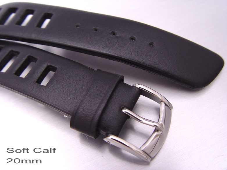 20mm Classic Black Soft Calf Watch Band Watch Strap