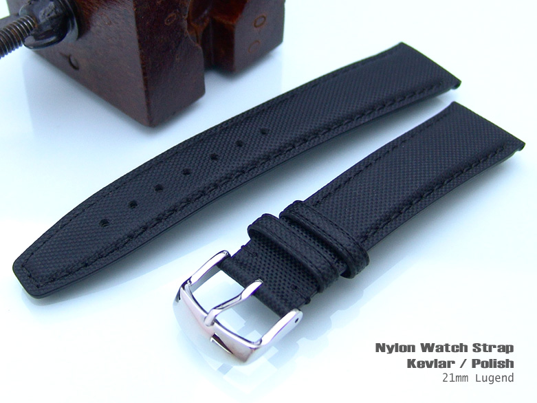 (RR2118PFYBK021) 21mm Sport-Racer Type Kevlar Watch Strap in Black Stitches