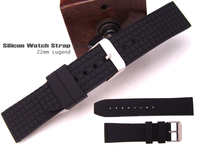 20mm Black Checkers Silicone Watch Band Diver Watch Strap