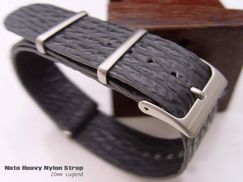 (NATO20-LEGREY)Nato Heavy Nylon Shark Grain Grey Strap