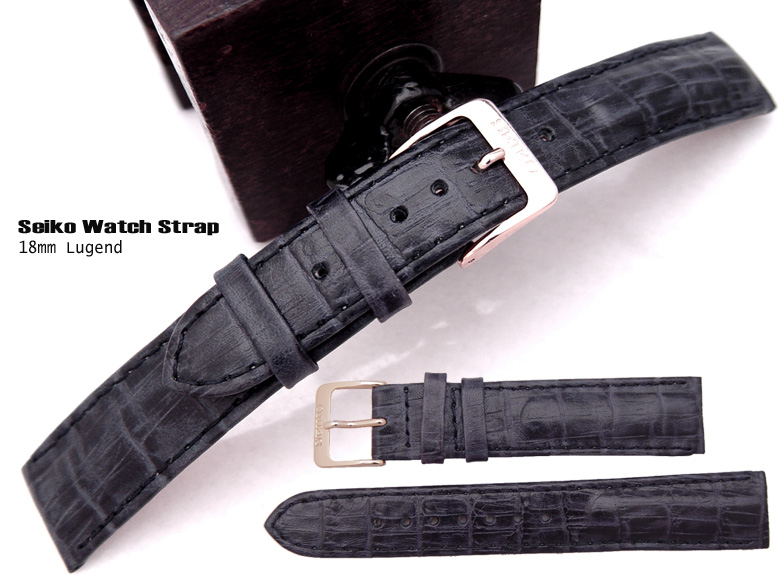 (LE18-408) SEIKO CROCO GRAIN GENUINE LEATHER 18mm WATCH BAND,STRAP