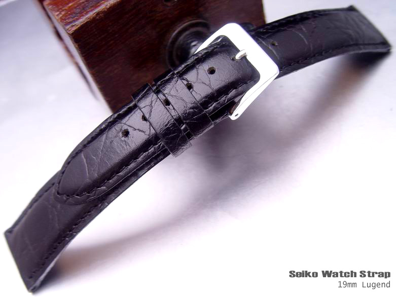 (SEI-LE19-094)19mm CROCO GRAIN BLACK WATCH BAND, WATCH STRAP