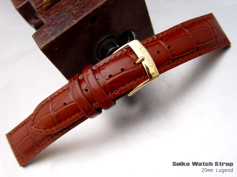 SEIKO 20mm CROCODILE GRAIN HONEY BROWN WATCH BAND, STRAP