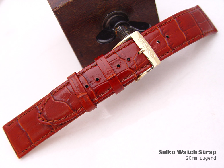 SEIKO 20mm ALLIGATOR GRAIN BURGUNDY WATCH BAND, STRAP