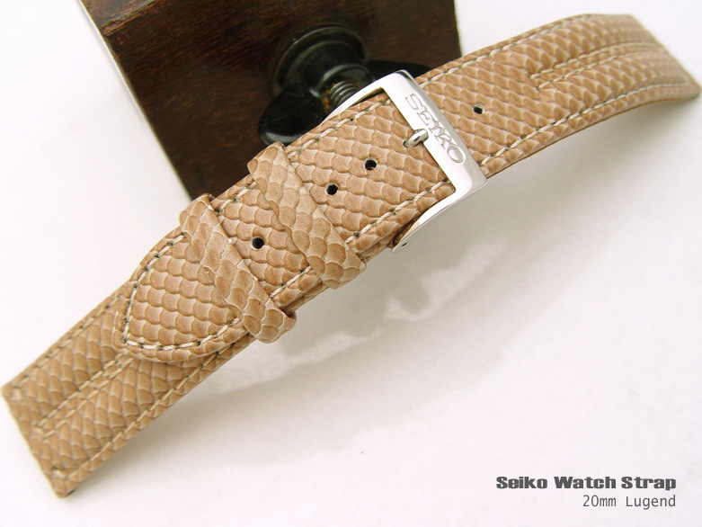 SEIKO 20mm SNAKE GRAIN MED. BEIGE WATCH BAND, STRAP