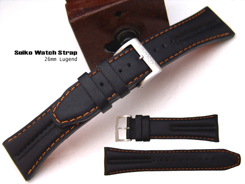 Seiko 26mm Sport Type Genuine Leather Watch Band Strap