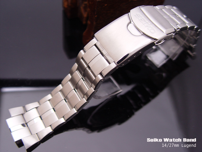 (SEI-SS1427-304)14/27mm SEIKO 4A021-B.I. Solid Link Stainless Steel Watch Band