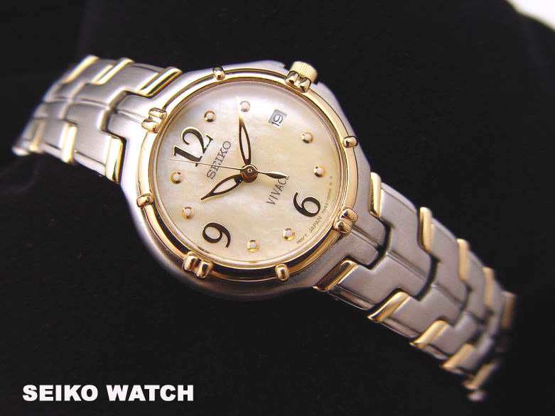 SEIKO VIVACE 2 Tone Mother of Pearl Lady Dress Watch