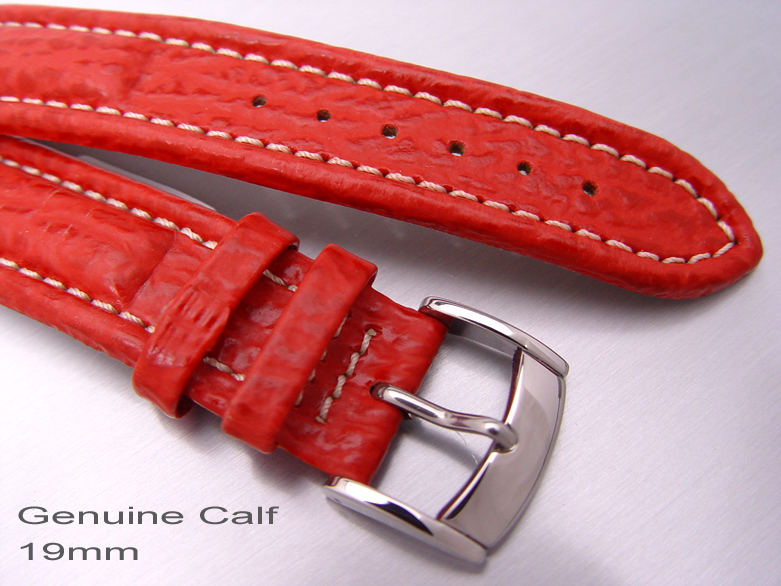 (SHG1918004) 19mm nuine Calf , Shark Grain Red Chili Strap