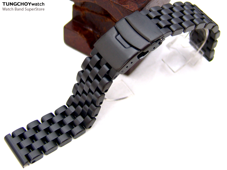 20mm Super Engineer Solid Stainless Steel Watch Band Diver Bracelet PVD Black