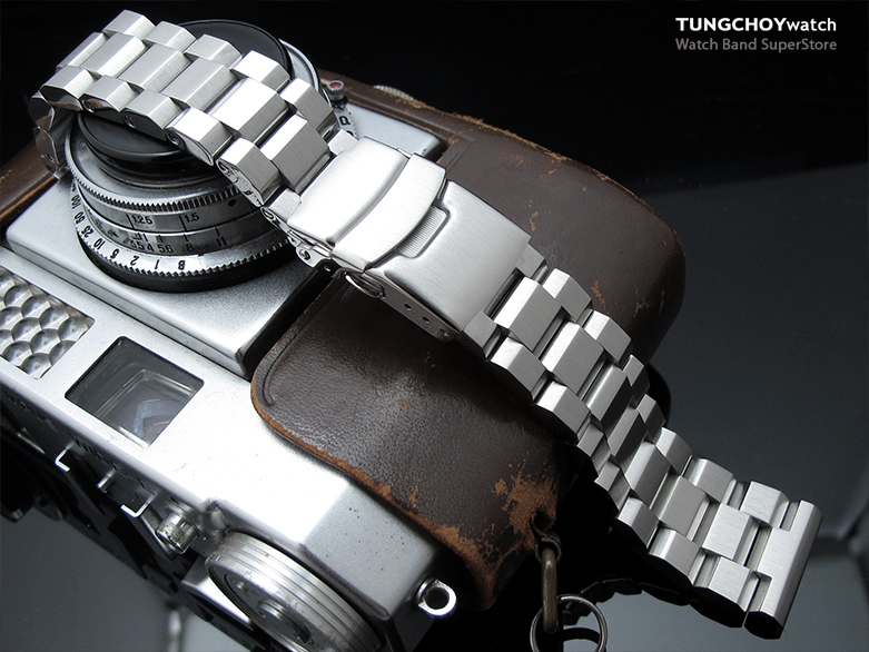 21.5mm Hexad Oyster 316L Stainless Steel Watch Band for Seiko Tuna, Diver Clasp Brushed