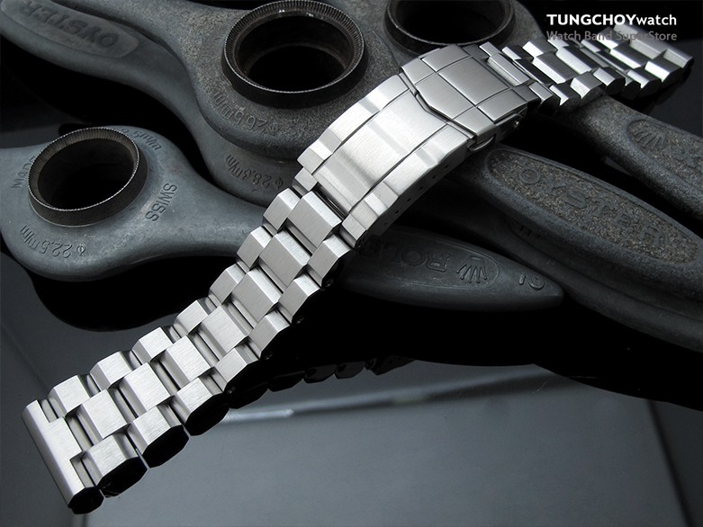 21.5mm Hexad Oyster 316L Stainless Steel Watch Band for Seiko Tuna, Submariner Clasp Brushed
