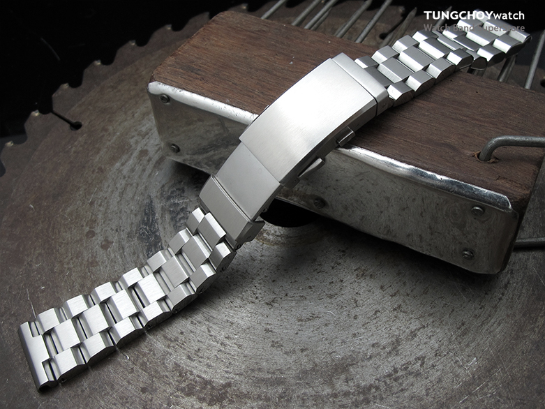 21.5mm Hexad Oyster 316L Stainless Steel Watch Band for Seiko Tuna, Wetsuit Ratchet Buckle Brushed