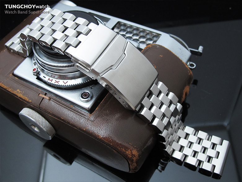 21.5mm Super Engineer II Solid Stainless Steel Watch Band for Seiko Tuna, Chamfer Diver Clasp Brushed