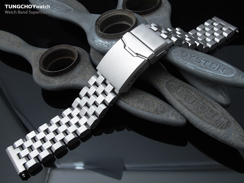 21.5mm SUPER Engineer Type II Solid Stainless Steel Watch Bracelet, Seiko Tuna Replacement Strap, Chamfer Diver Clasp Sandblaste