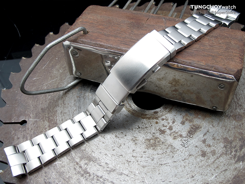 22mm Super Oyster 316L Stainless Steel Watch Bracelet for Seiko New Turtles SRP777, Wetsuit Ratchet Buckle Brushed