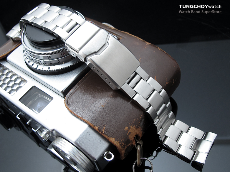 22mm Super Oyster 316L Stainless Steel Watch Bracelet for Seiko New Turtles SRP777, Button Chamfer Clasp Brushed