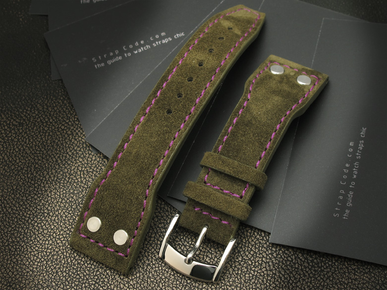 IWC Big Pilot 5002 Type 22mm Rivet Lug in Military Style Green Pilot Watch Strap