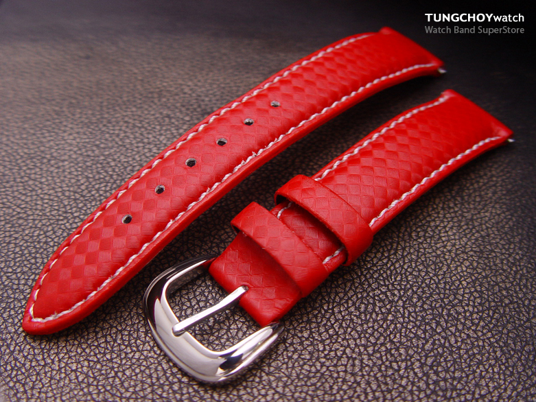 (CF18-005) 18mm Carbon Fibre Red Strap