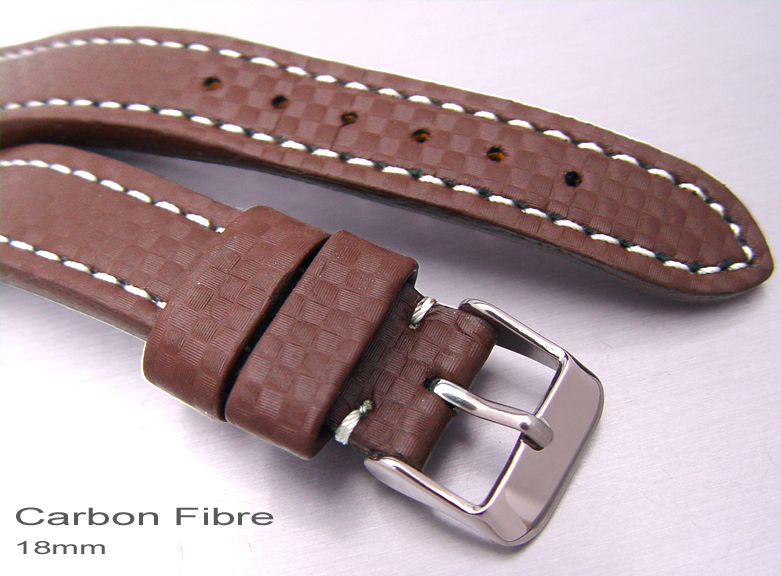 (CF18-006) 18mm Carbon Fibre Dark Brown Strap