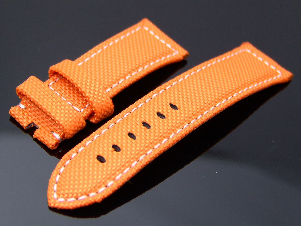 (TAT-NN24-001)24mm Orange Heavy Nylon Strap, Watch Band for Pin-Buckle Use