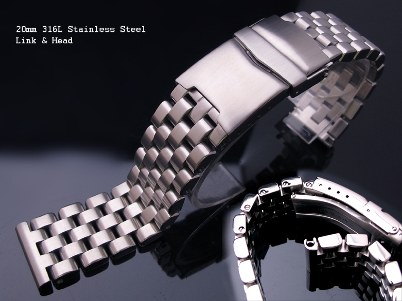 (SS20-009BD) 20mm Super Engineer Brush 316L Stainless Steel Watch Band