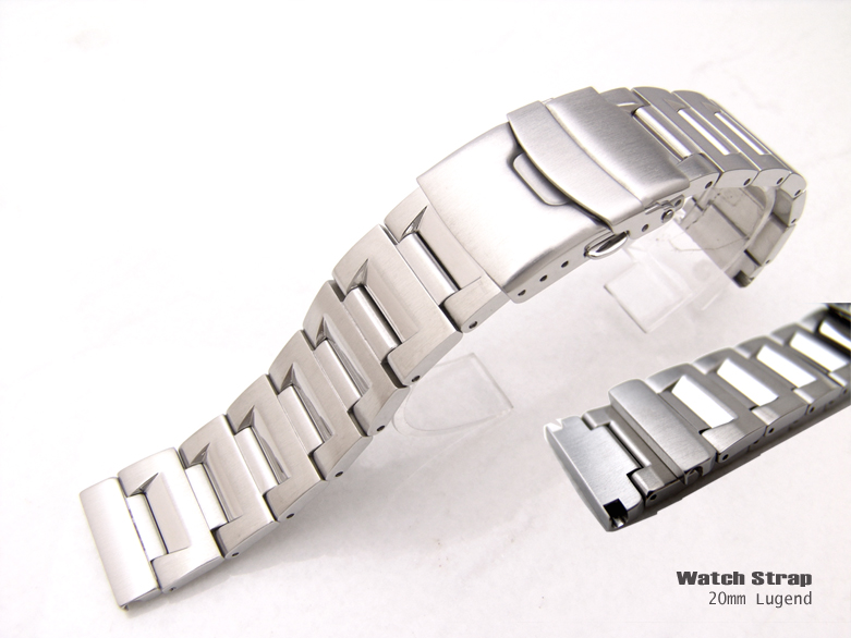 20mm 3-D Oyster Solid Stainless Steel Watch Band Bracelet Brushed Push Button