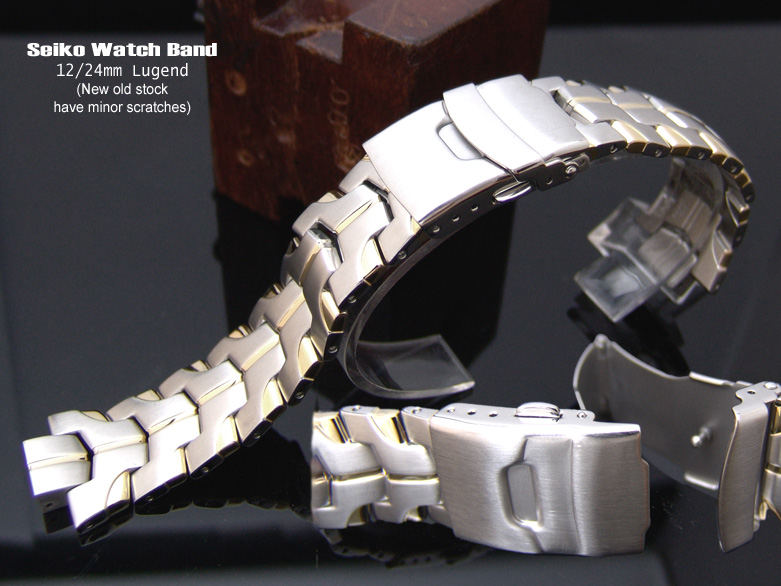 (XSEI-SS1224-439)12/24mm 2 Tone Stainless Steel Watch Band-SEIKO Excelsior