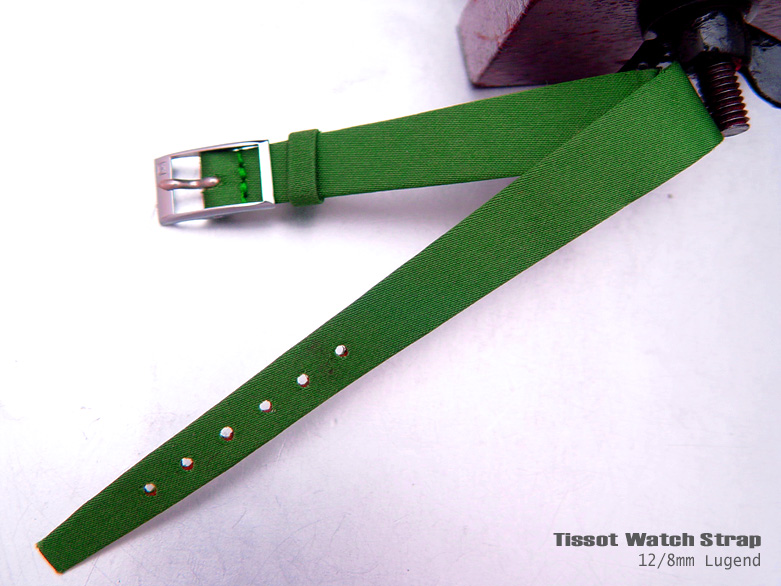 (TISS-LE1208-054) 12mm Authentic Tissot Lady Green Satin Antique Watch Strap