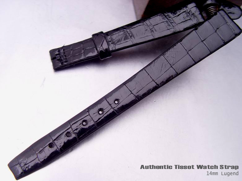 (TISS-LE1410-020A) 14mm Authentic Tissot Antique Crocodile Square Pat. Strap