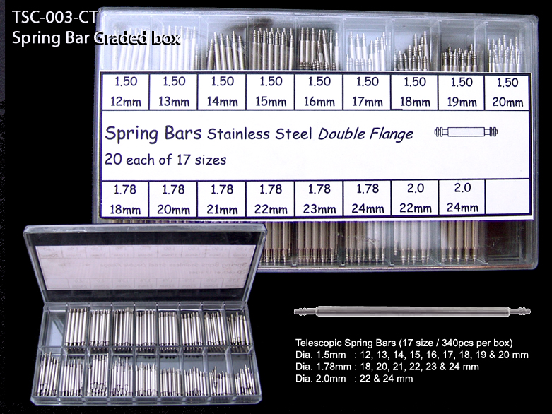 (TSC-003-CT) 2 telescopic Spring Bar Graded Box - 340pcs/Box